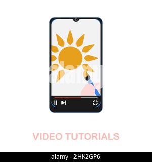 Video Tutorials flat icon. Colored element sign from online education collection. Flat Video Tutorials icon sign for web design, infographics and more Stock Vector