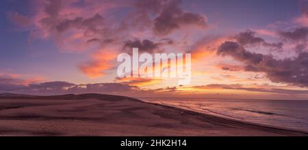 Landscape with Maspalomas sand dunes at sunrise, Gran Canaria, Canary Islands, Spain Stock Photo
