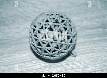 Gray abstract models printed on 3d printer from powder close-up. Stock Photo