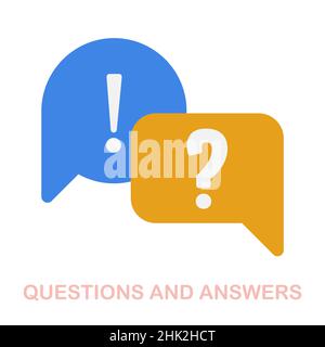 Questions And Answers flat icon. Colored element sign from online education collection. Flat Questions And Answers icon sign for web design Stock Vector