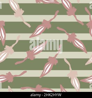 Pale green tones seamless pattern with hand drawn simple flowers shapes ...