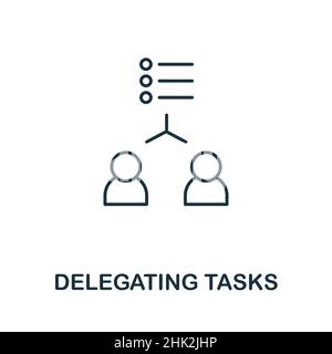 Delegating Tasks icon. Line element from production management collection. Linear Delegating Tasks icon sign for web design, infographics and more. Stock Vector