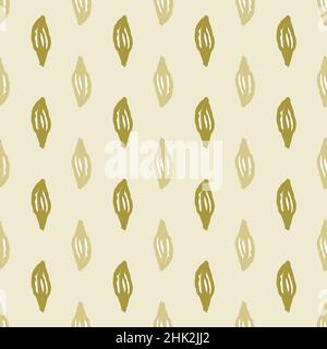 Green olive leaves seamless doodle pattern in simple style. Light pastel background. Nature backdrop. Flat vector print for textile, fabric, giftwrap, Stock Vector
