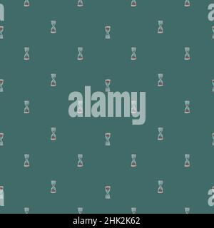Minimalistic seamless pattern with hourglass silhouettes. Little ornament on turquoise background. Designed for fabric design, textile print, wrapping Stock Vector