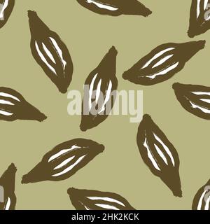 Bloom seamless pattern with abstract leaf foliage print. Green olive pale background. Random print. Flat vector print for textile, fabric, giftwrap, w Stock Vector