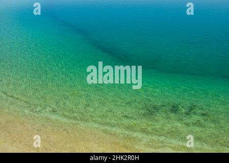 Sweden, Gotland Island, Labro, Bla Lagunen, Blue Lagoon, natural swimming area in former chalk quarry with blue green water Stock Photo