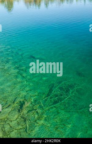 Sweden, Gotland Island, Labro, Bla Lagunen, Blue Lagoon, natural swimming area in former chalk quarry with blue green water Stock Photo