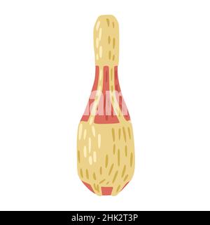 Circus juggle clubs isolated on white background. Training instrument for juggle. Yellow and red carnival props for shows. Design vector illustration. Stock Vector