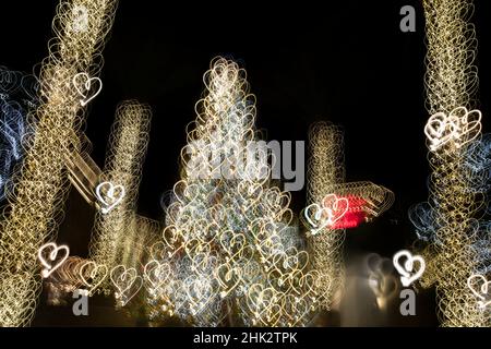 USA, Arizona, Buckeye. Abstract of Christmas tree at night. Stock Photo