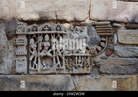 Carved Hira Bhagol, the Eastern gate named after it's architect; Hiradhar, located in Dabhoi, Gujarat, India Stock Photo