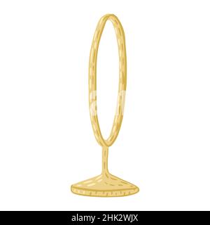 Circus ring isolated on white background. Training instrument for jumping. Golden carnival equipment for shows. Design vector illustration. Stock Vector