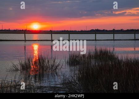 USA, Georgia, Jekyll Island, Sunset on Jekyll Island Stock Photo