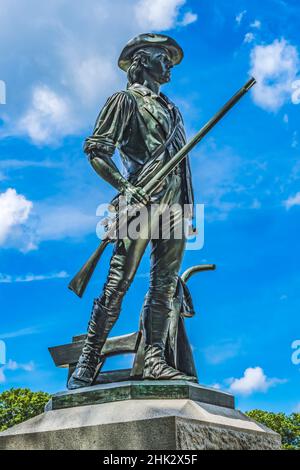 The Minute Man statue, Old North Bridge, Minute Man National Historical Park. First Battle American Revolution. Statue by Daniel Chester French, model Stock Photo