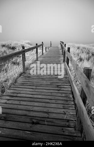 USA, Minnesota, Duluth, Park Point, Boardwalk over Dunes Stock Photo