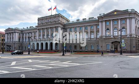 St. Petersburg, Russia - August 14, 2020: views of St. Petersburg: the building of the Mariinsky Palace on St. Isaac's Square Stock Photo