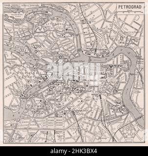 Peter the great's achievement as it is to-day. Russia. Petrograd (St Petersburg) (1923 map) Stock Photo