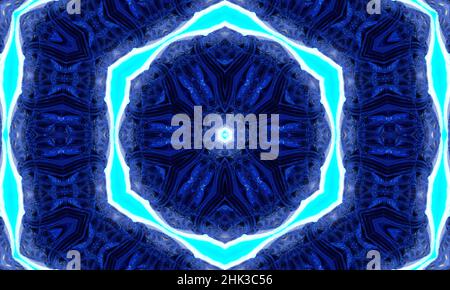 Neon shape on Blue textured background. Gradient color background design. Futuristic design posters. Neon glowing techno lines, blue hi-tech futuristi Stock Photo