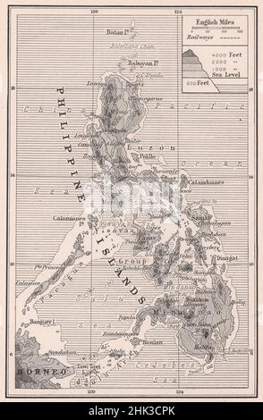 Huddled festoon of volcanic Isles and Islets. Philippines. Philippine Islands (1923 map) Stock Photo