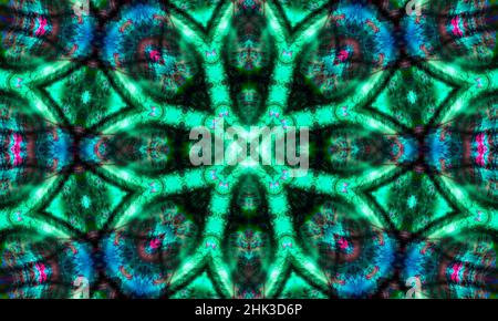 Mystic sign kaleidoscope, Seamless crossing lines pattern. Green Cross kaleidoscope Stock Photo