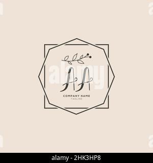 Graphic Floral Initial Alphabet AA flowers bouquet composition. Unique collection for wedding invites decoration, logo and many other concept ideas. Stock Vector