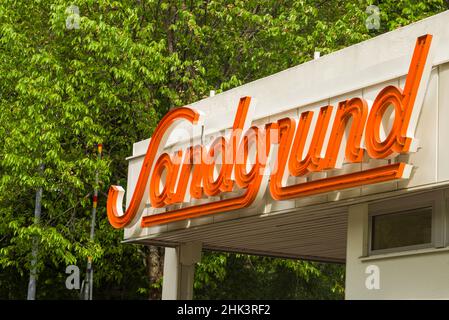 Sweden, Varmland, Karlstad, Sandgrund Karlstad, former dancehall now a gallery for famed Swedish artist Lars Lerin, exterior Stock Photo