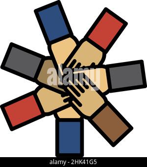 Unity And Teamwork Icon. Editable Bold Outline With Color Fill Design ...