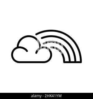Rainbow with a cloud. Pixel perfect, editable stroke icon Stock Vector