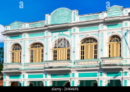 Facade and exterior architecture details in the Decorative Arts Museum. The 'Museo de Artes Decorativas' is a famous place and a major tourist attract Stock Photo