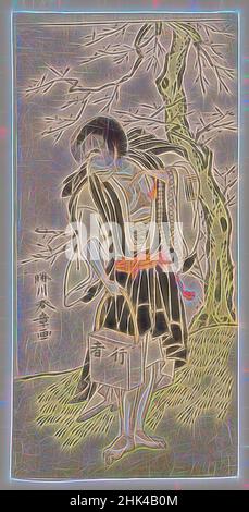 Inspired by The Actor Ichikawa Danjuro V as Raigo Ajari, Katsukawa Shunsho, Japanese, 1726-1793, Color woodblock print on paper, Japan, ca. 1772, Edo period, Sheet: 12 1/16 x 5 15/16 in., 30.9 x 15.1 cm, Acting, Actor, Costume, Edo Period, Japan, Japanese, Kabuki, Poetry, Stage, Theatre, Ukiyo-e, Reimagined by Artotop. Classic art reinvented with a modern twist. Design of warm cheerful glowing of brightness and light ray radiance. Photography inspired by surrealism and futurism, embracing dynamic energy of modern technology, movement, speed and revolutionize culture Stock Photo