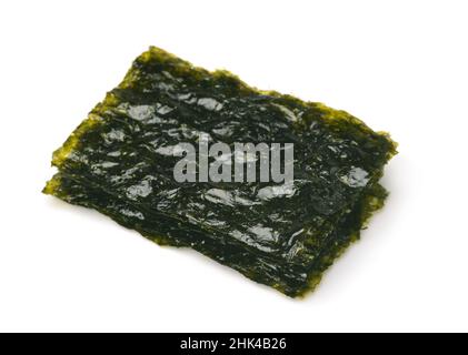 Stack of dried seaweed sheets gim isolated on white Stock Photo