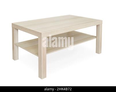 White wooden coffee table isolated on white Stock Photo