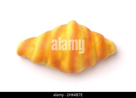 Top view of soft antistress  toy croissant isolated on white Stock Photo