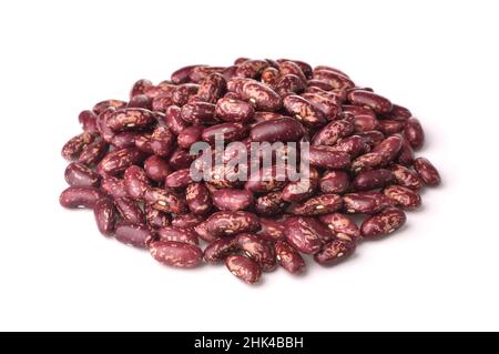 Pile of dried red speckled kidney beans isolated on white Stock Photo