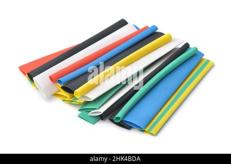 Set of various heat shrink tubing isolated on white Stock Photo