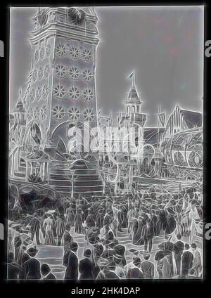 Inspired by Luna Park, Eugene Wemlinger, Cellulose nitrate negative, 1909, Coney Island, Reimagined by Artotop. Classic art reinvented with a modern twist. Design of warm cheerful glowing of brightness and light ray radiance. Photography inspired by surrealism and futurism, embracing dynamic energy of modern technology, movement, speed and revolutionize culture Stock Photo