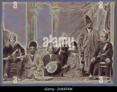 Inspired by One of 274 Vintage Photographs, Albumen silver photograph, late 19th-early 20th century, Qajar Period, 4 3/16 x 5 13/16 in., 10.6 x 14.8 cm, Reimagined by Artotop. Classic art reinvented with a modern twist. Design of warm cheerful glowing of brightness and light ray radiance. Photography inspired by surrealism and futurism, embracing dynamic energy of modern technology, movement, speed and revolutionize culture Stock Photo