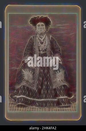 Inspired by Female Member of a Tribal Khan's Family, One of 274 Vintage Photographs, Albumen silver photograph, late 19th-early 20th century, Qajar, Qajar Period, photo: 5 1/2 x 3 13/16 in., 14.0 x 9.7 cm, Reimagined by Artotop. Classic art reinvented with a modern twist. Design of warm cheerful glowing of brightness and light ray radiance. Photography inspired by surrealism and futurism, embracing dynamic energy of modern technology, movement, speed and revolutionize culture Stock Photo