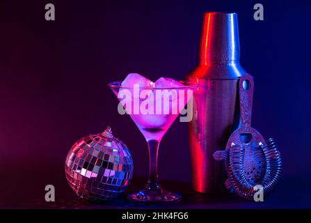 Bar tools in trendy neon light Stock Photo