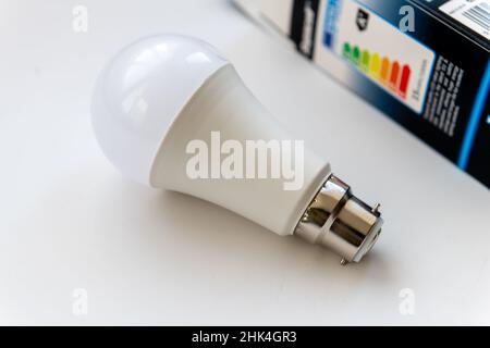 A LED energy saving light bulb isolated in white. Stock Photo