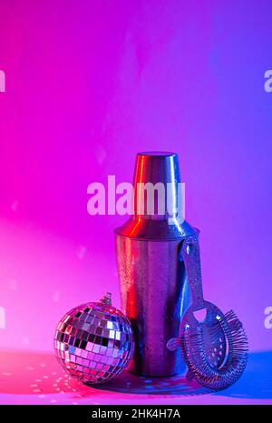 Bar tools in trendy neon light Stock Photo