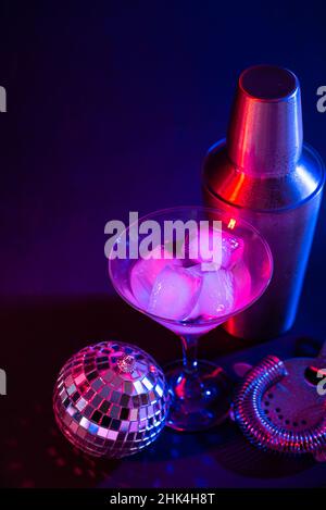 Bar tools in trendy neon light Stock Photo