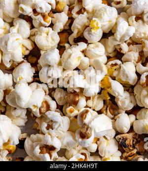 Close up of cooked popcorn ready for eating. Stock Photo