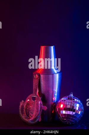 Bar tools in trendy neon light Stock Photo