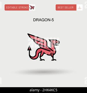 Dragon-5 Simple vector icon. Stock Vector