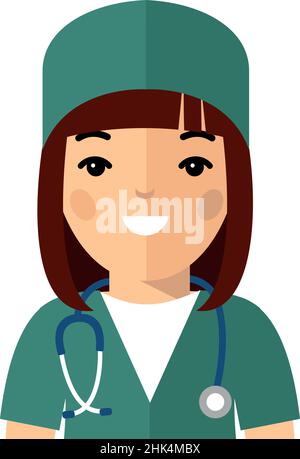Vector Illustration Avatar Doctor in a Protective Mask with Stethoscope. Stock Vector