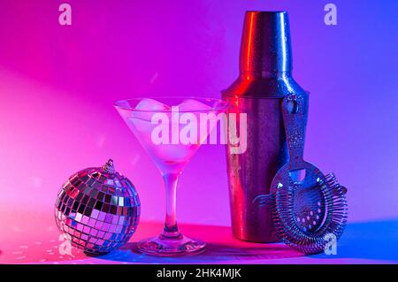 Bar tools in trendy neon light Stock Photo