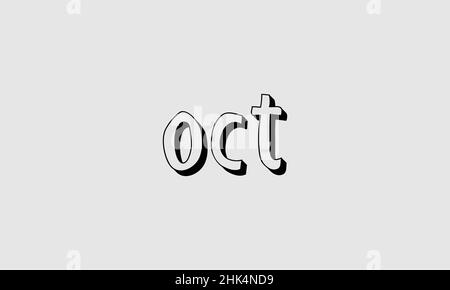 Word OCT in letters - Initial vector design - Premium Icon, Logo vector Stock Vector