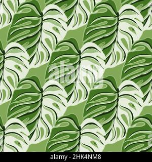 Tropic seamless pattern with green leaf monstera silhouettes exotic print. Abstract tropical backdrop. Vector illustration for seasonal textile prints Stock Vector