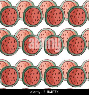 Isolated seamless pattern with red abstract watermelon print. Summer berries food shapes. Simple style. Flat vector print for textile, fabric, giftwra Stock Vector