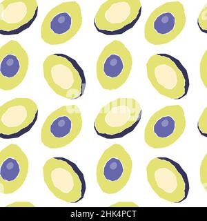 Avocado pattern trend color 2022 Very Peri , boho style. White background. Vector illustration Stock Vector